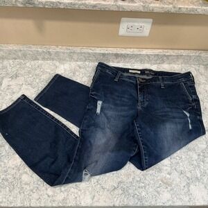 KUT from the Kloth Adele Slouchy Boyfriend Jeans 10 Dark Wash Distressed